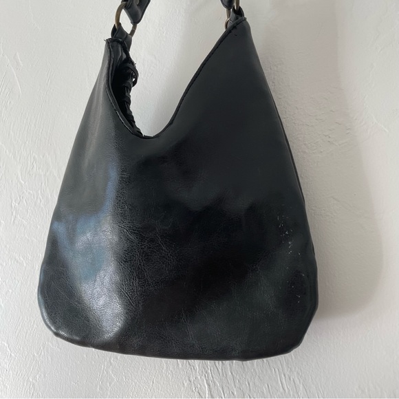 Small Leather Like Goth Biker Mob Wife Fringe Studded Jeweled Shoulder Bag - Picture 4 of 8